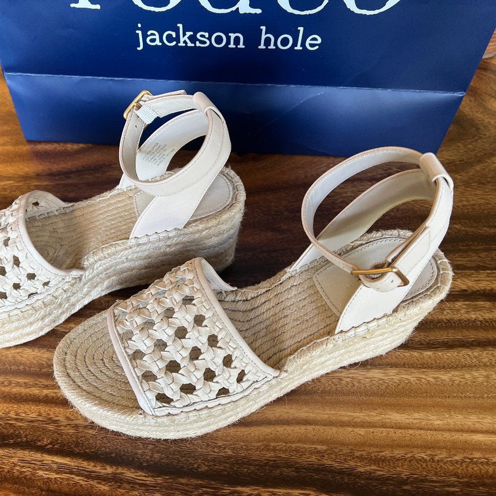 Tory Burch Basket Weave Leather Espadrille Sandals